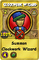 Wizard101 Myth spell card: Clockwork Wizard, Spell ID 12184