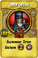 Wizard101 Myth spell card: Iron Golem, Spell ID 12212