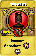Wizard101 Myth spell card: Sprockets, Spell ID 12219