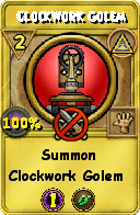 Wizard101 Myth spell card: Clockwork Golem, Spell ID 12222