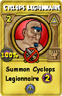 Wizard101 Myth spell card: Cyclops Legionnaire, Spell ID 12224