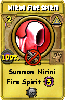 Wizard101 Myth spell card: Nirini Fire Spirit, Spell ID 12225
