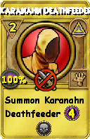 Wizard101 Myth spell card: Karanahn Deathfeeder, Spell ID 12244