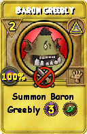 Wizard101 Myth spell card: Baron Greebly, Spell ID 12246