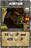 Wizard101 Death spell card: Minotaur, Spell ID 12310