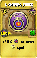 Wizard101 Storm spell card: Lightning Strike, Spell ID 12325