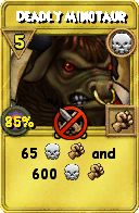 Wizard101 Death spell card: Deadly Minotaur, Spell ID 12326
