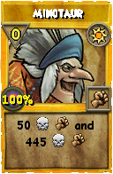 Wizard101 Sun spell card: Minotaur, Spell ID 12336