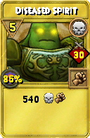 Wizard101 Death spell card: Diseased Spirit, Spell ID 12338