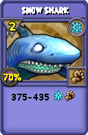 Wizard101 Ice spell card: Snow Shark, Spell ID 12340