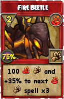 Wizard101 Fire spell card: Fire Beetle, Spell ID 12346