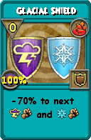Wizard101 Fire spell card: Glacial Shield, Spell ID 12374