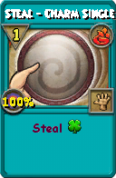 Wizard101 Fire spell card: Steal - Charm Single, Spell ID 12375