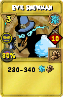 Wizard101 Ice spell card: Evil Snowman, Spell ID 12385
