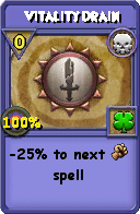 Wizard101 Death spell card: Vitality Drain, Spell ID 12405