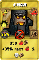 Wizard101 Fire spell card: Firegut, Spell ID 12412