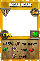 Wizard101 Sun spell card: Solar Blade, Spell ID 12434