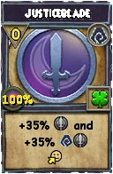 Wizard101 Shadow spell card: Justiceblade, Spell ID 12441