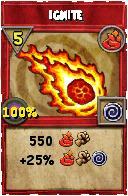 Wizard101 Fire spell card: Ignite, Spell ID 12442