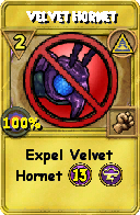 Wizard101 Myth spell card: Velvet Hornet, Spell ID 12455