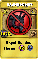 Wizard101 Myth spell card: Banded Hornet, Spell ID 12459