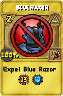 Wizard101 Myth spell card: Blue Razor, Spell ID 12464