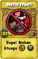 Wizard101 Myth spell card: Broken Stumps, Spell ID 12474