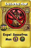 Wizard101 Myth spell card: Sassafras Man, Spell ID 12478