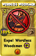 Wizard101 Myth spell card: Wordless Woodsmen, Spell ID 12487