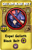 Wizard101 Myth spell card: Goliath Black Bolt, Spell ID 12495