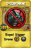 Wizard101 Myth spell card: Digger Drone, Spell ID 12498