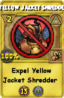 Wizard101 Myth spell card: Yellow Jacket Shredder, Spell ID 12499