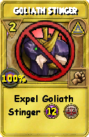 Wizard101 Myth spell card: Goliath Stinger, Spell ID 12502