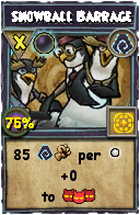 Wizard101 Shadow spell card: Snowball Barrage, Spell ID 12504