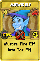 Wizard101 Fire spell card: Mutate Elf, Spell ID 12505