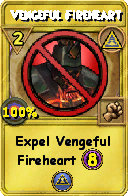 Wizard101 Myth spell card: Vengeful Fireheart, Spell ID 12539