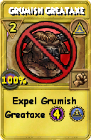 Wizard101 Myth spell card: Grumish Greataxe, Spell ID 12548