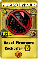 Wizard101 Myth spell card: Fireweave Rockbiter, Spell ID 12560