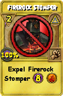 Wizard101 Myth spell card: Firerock Stomper, Spell ID 12572