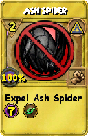 Wizard101 Myth spell card: Ash Spider, Spell ID 12576