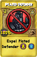 Wizard101 Myth spell card: Plated Defender, Spell ID 12589