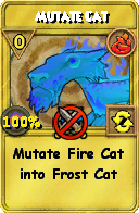 Wizard101 Fire spell card: Mutate Cat, Spell ID 12612