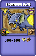 Wizard101 Storm spell card: Lightning Bats, Spell ID 12649