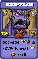 Wizard101 Storm spell card: Berzerk Kraken, Spell ID 12674