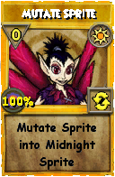 Wizard101 Sun spell card: Mutate Sprite, Spell ID 12685
