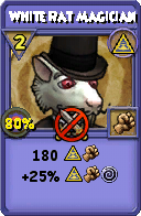 Wizard101 Myth spell card: White Rat Magician, Spell ID 12692