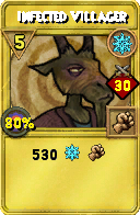 Wizard101 Ice spell card: Infected Villager, Spell ID 12695