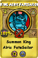 Wizard101 Myth spell card: King Alric FateSailor, Spell ID 12704