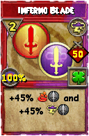 Wizard101 Storm spell card: Inferno Blade, Spell ID 12727