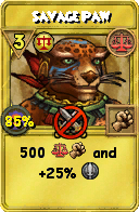 Wizard101 Balance spell card: Savage Paw, Spell ID 12730